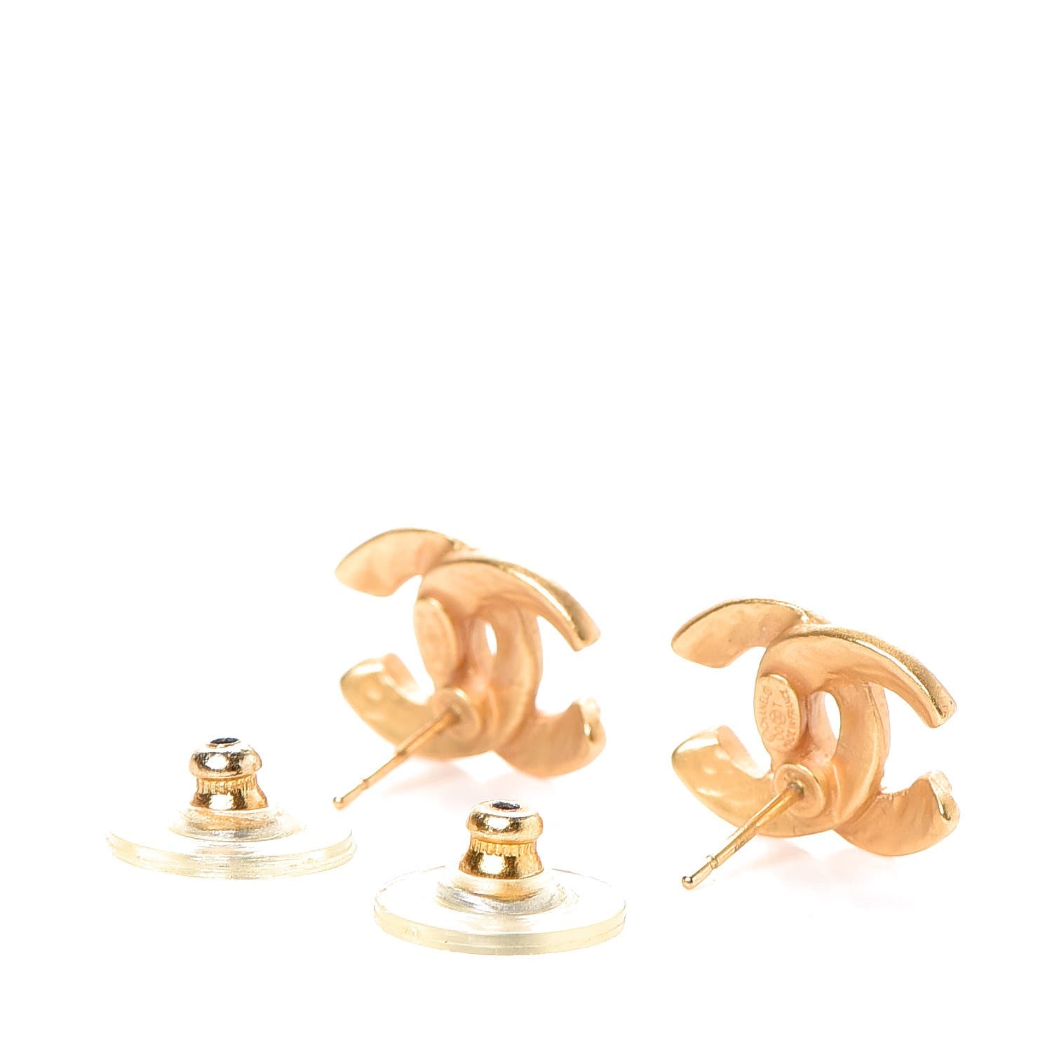 Chanel Textured CC Earrings Gold 3 of 4