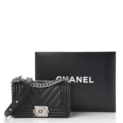 Chanel Calfskin Chevron Quilted Small Boy Flap Black 17 of 17