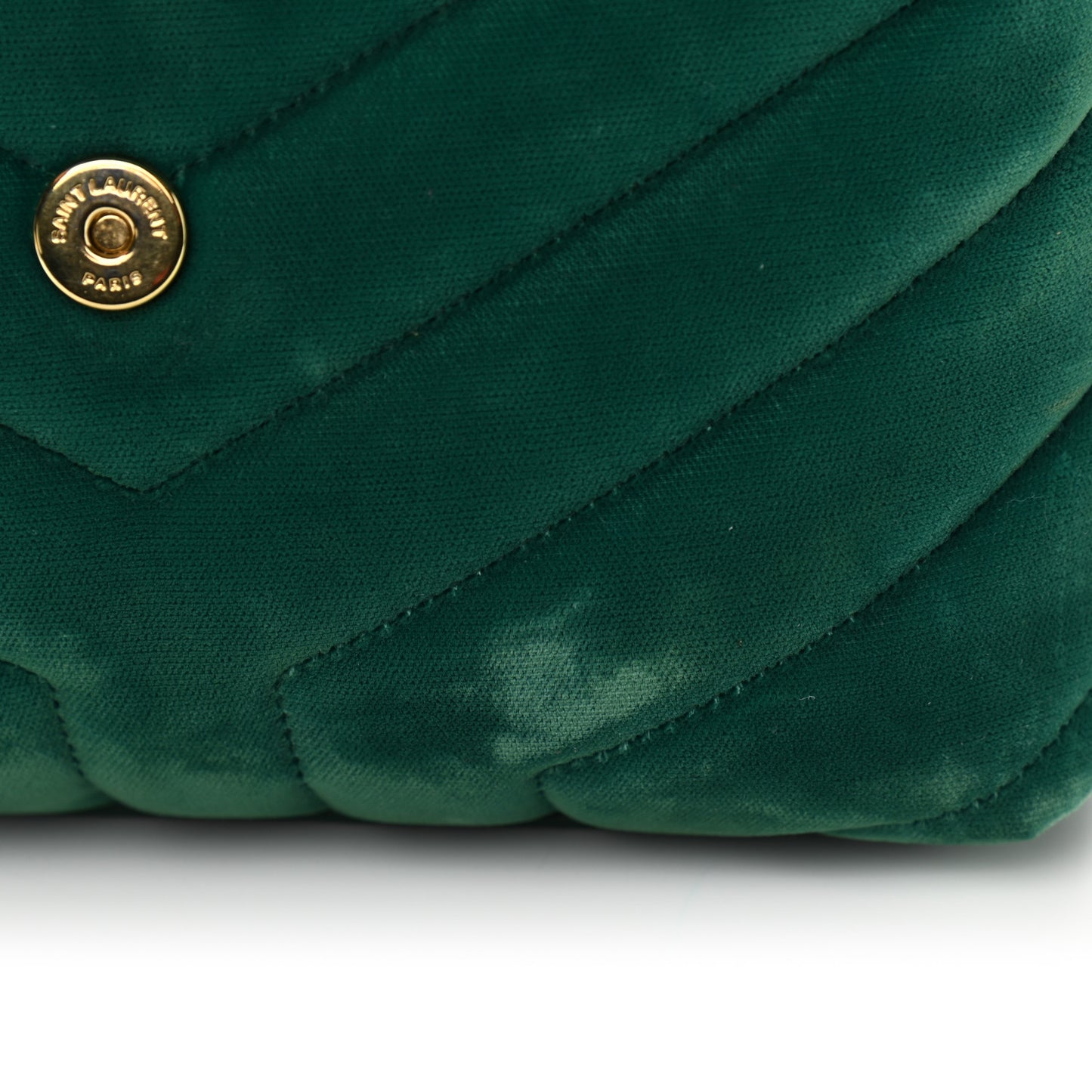 Velvet Y Quilted Monogram Toy Loulou Chain Satchel Green