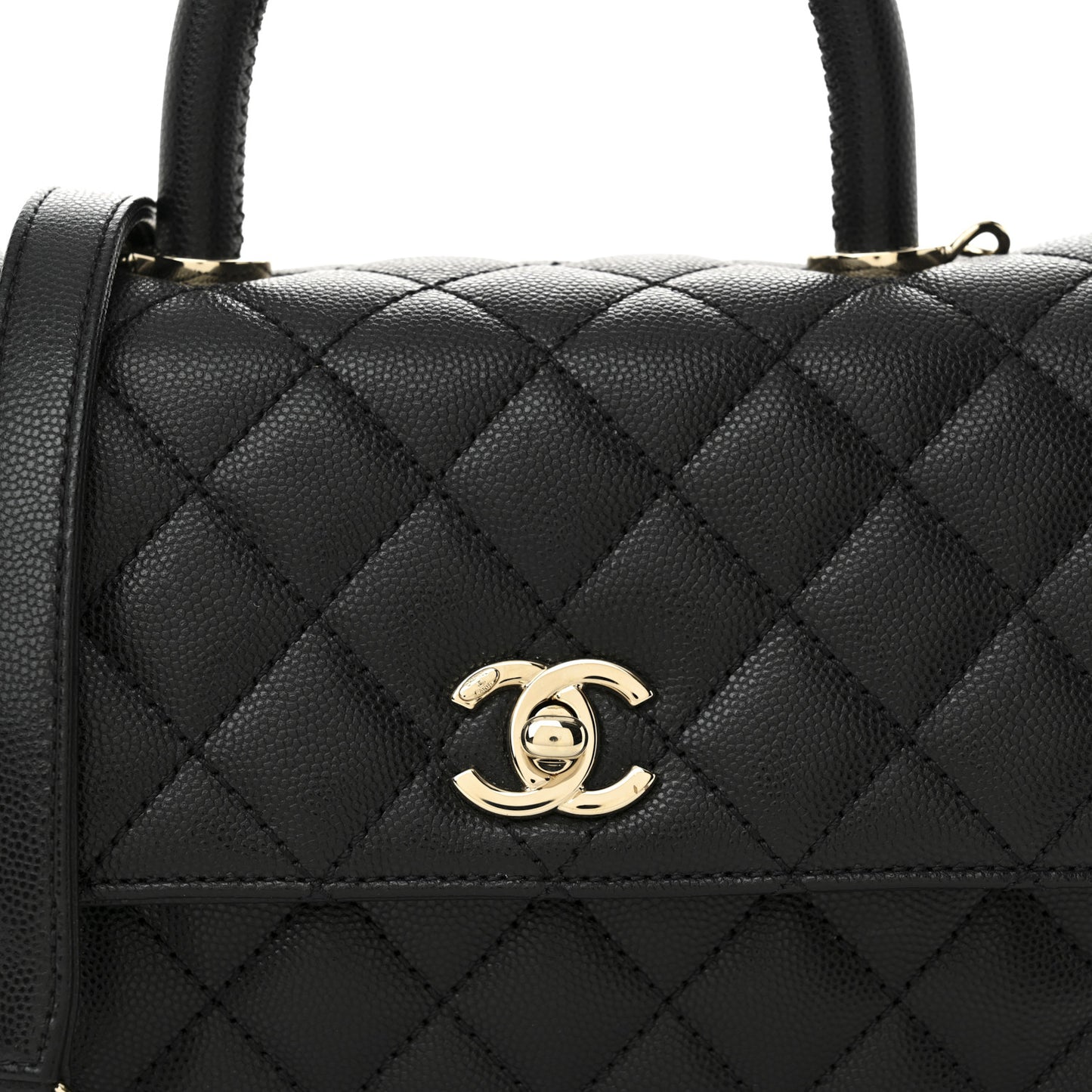 Caviar Quilted Mini Coco Handle Flap Black