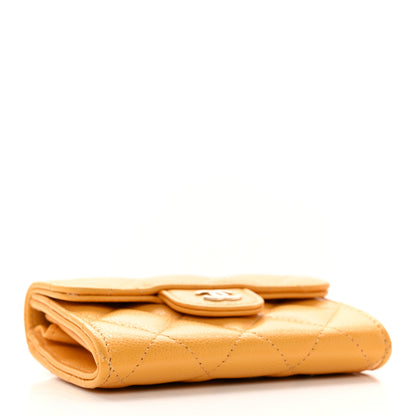 Chanel Caviar Quilted Flap Card Holder Wallet Yellow 4 of 12