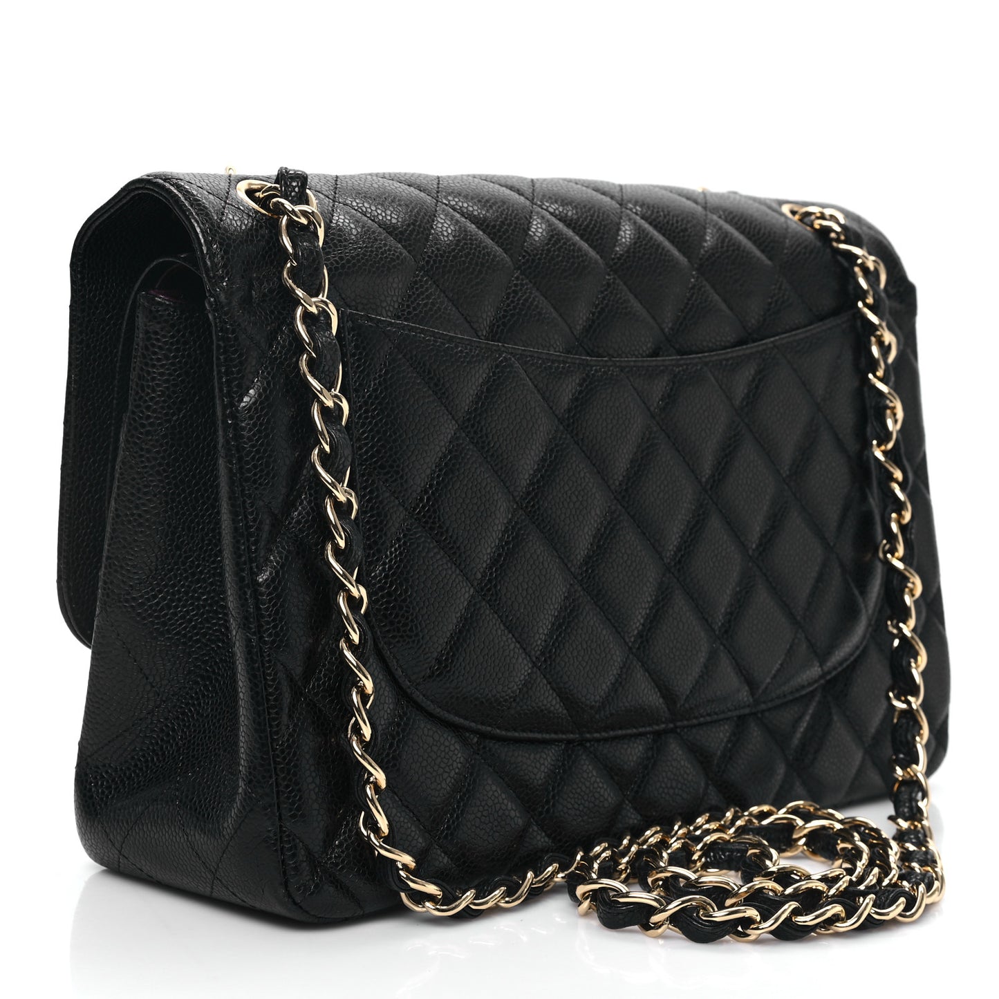 Caviar Quilted Jumbo Double Flap Black