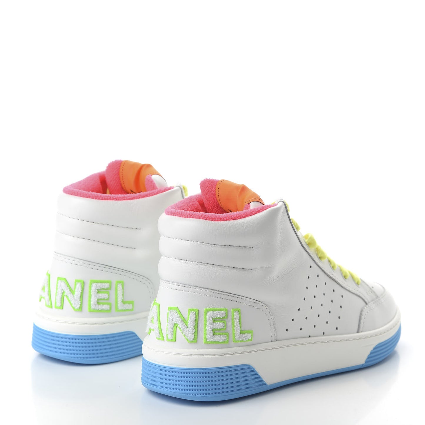 Calfskin Womens Logo High Top Sneakers 40 White Multicolor