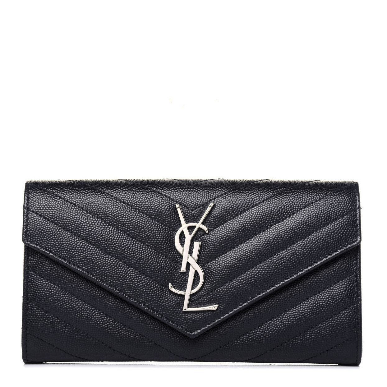 Grain De Poudre Matelasse Chevron Monogram Flap Wallet Deep Marine