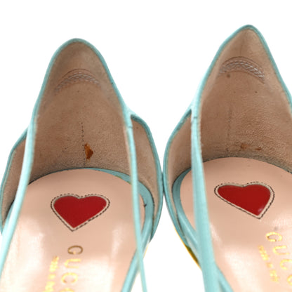 Gucci Malaga Kid Unia Cherry Pumps 37 New Acquamarine Emerald Cocoa 8 of 12
