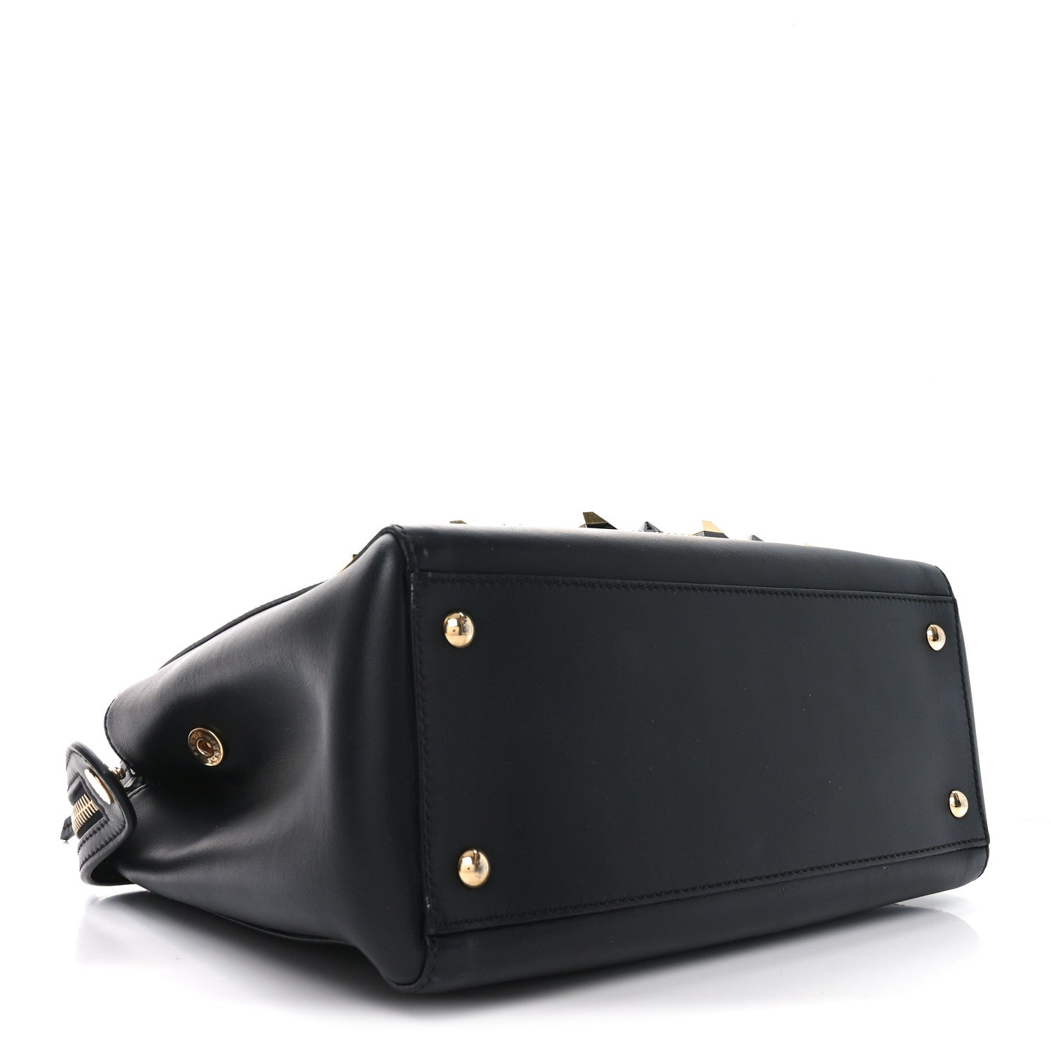 Fendi Vitello Baltico Studded Dotcom Satchel Black 5 of 10