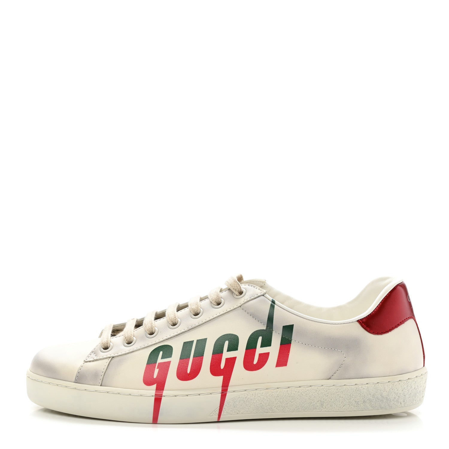 Gucci Distressed Calfskin Mens Ace Blade Sneakers 8 White 1 of 10
