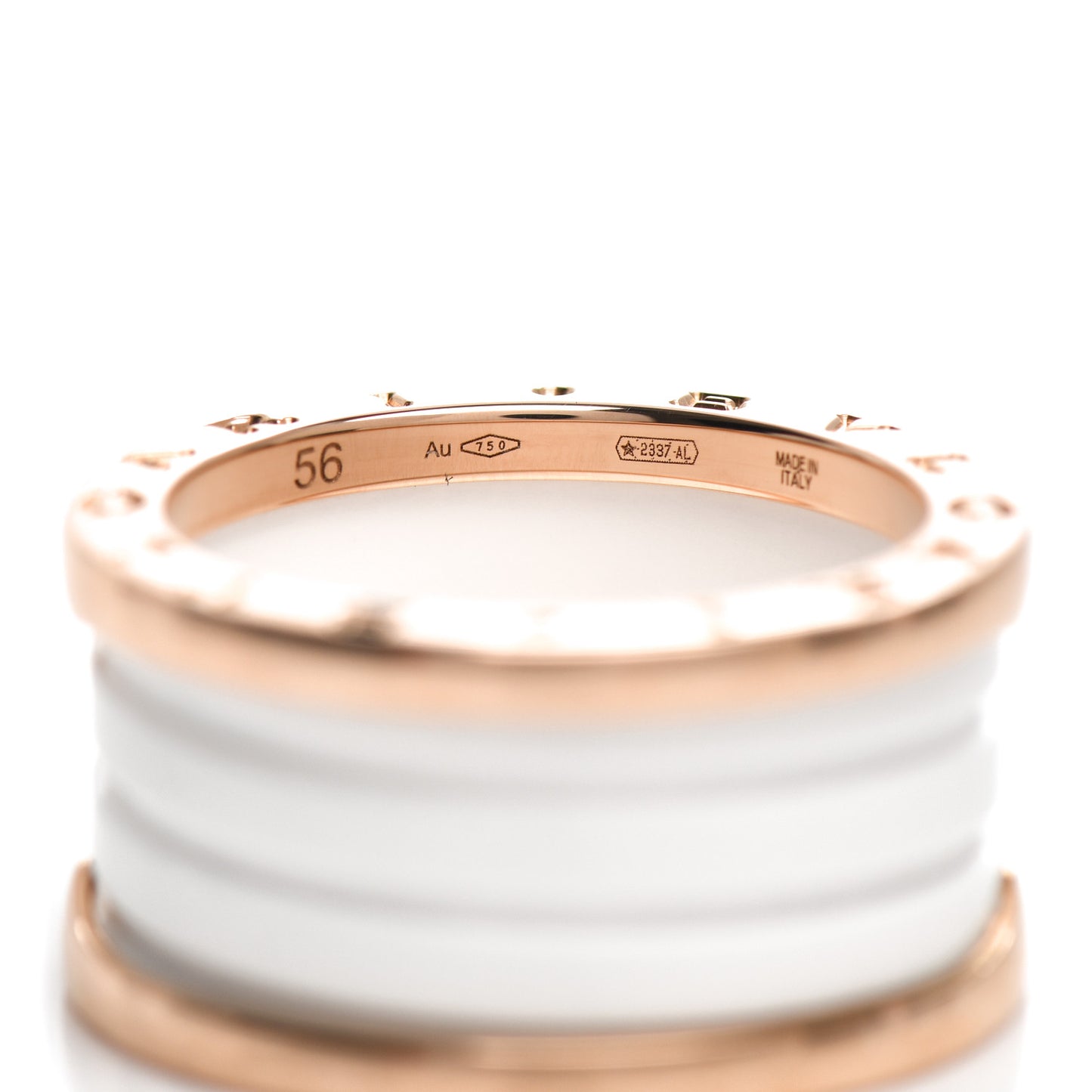 18K Rose Gold White Ceramic B.Zero1 Four-Band Ring 56 7.5