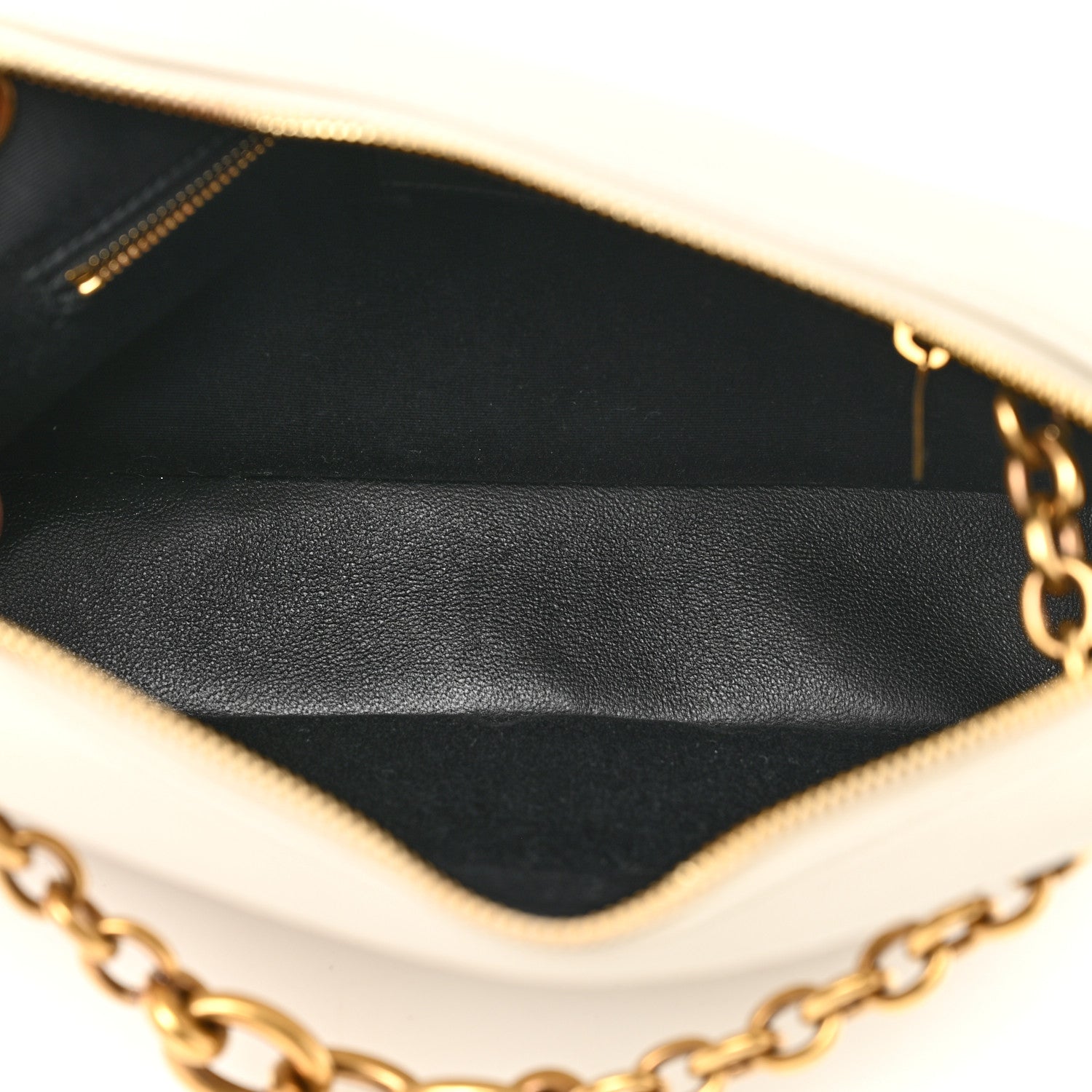 Saint Laurent Lambskin Quilted Le Maillon Chain Strap Crossbody Crema Soft 5 of 12
