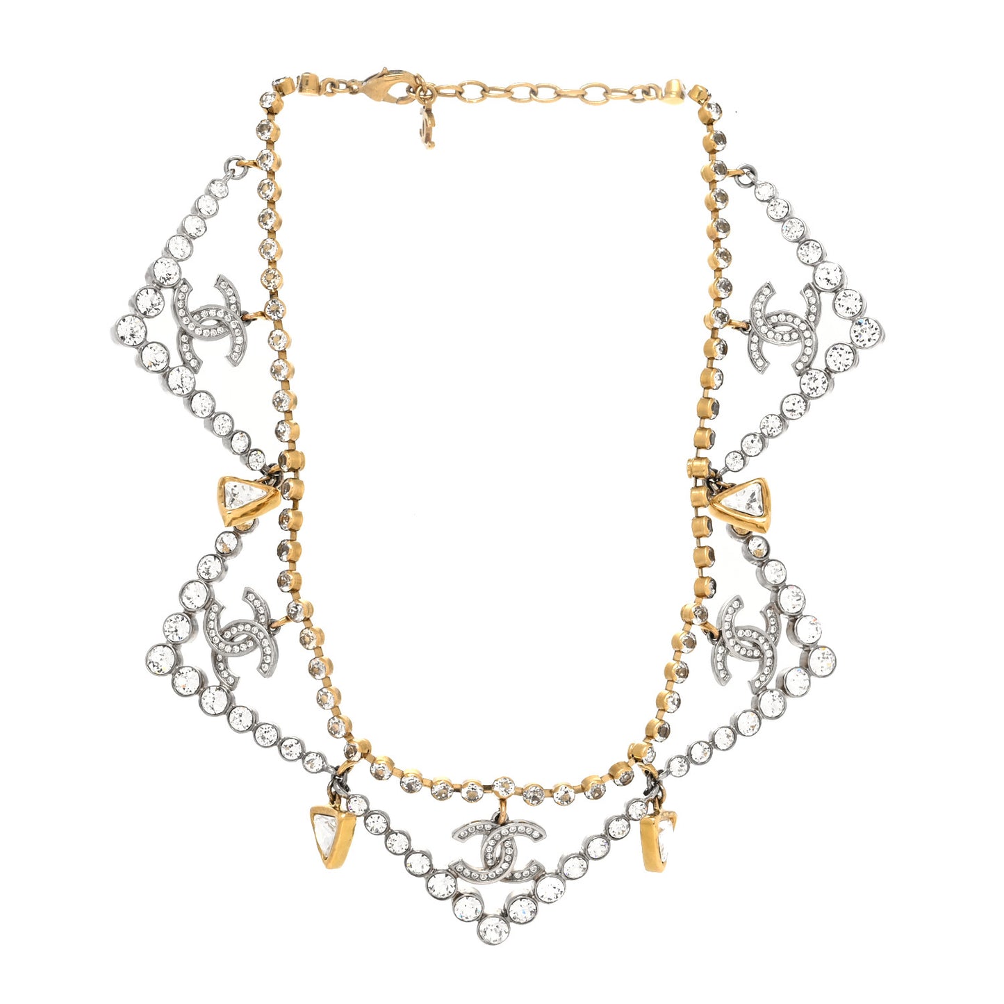 Crystal CC Choker Necklace Gold Silver