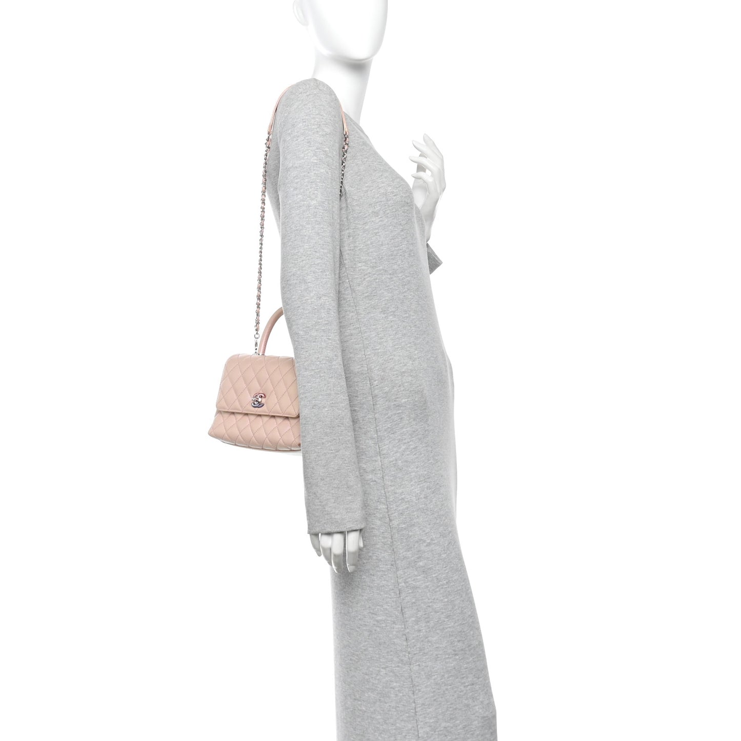 Iridescent Caviar Quilted Mini Coco Handle Flap Pink