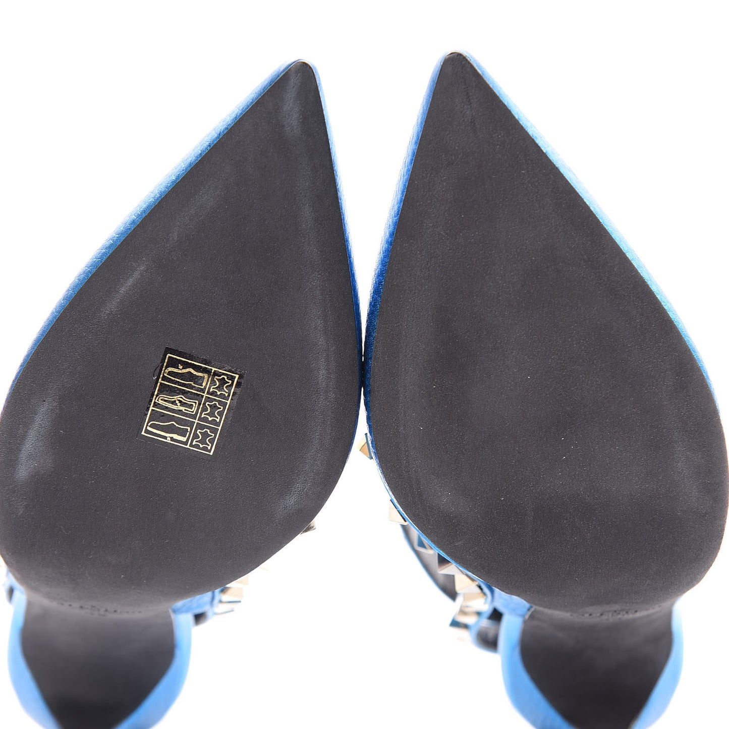 Metallic Pebbled Calfskin Rockstud Ankle Strap 100mm Pumps 39 Light Blue