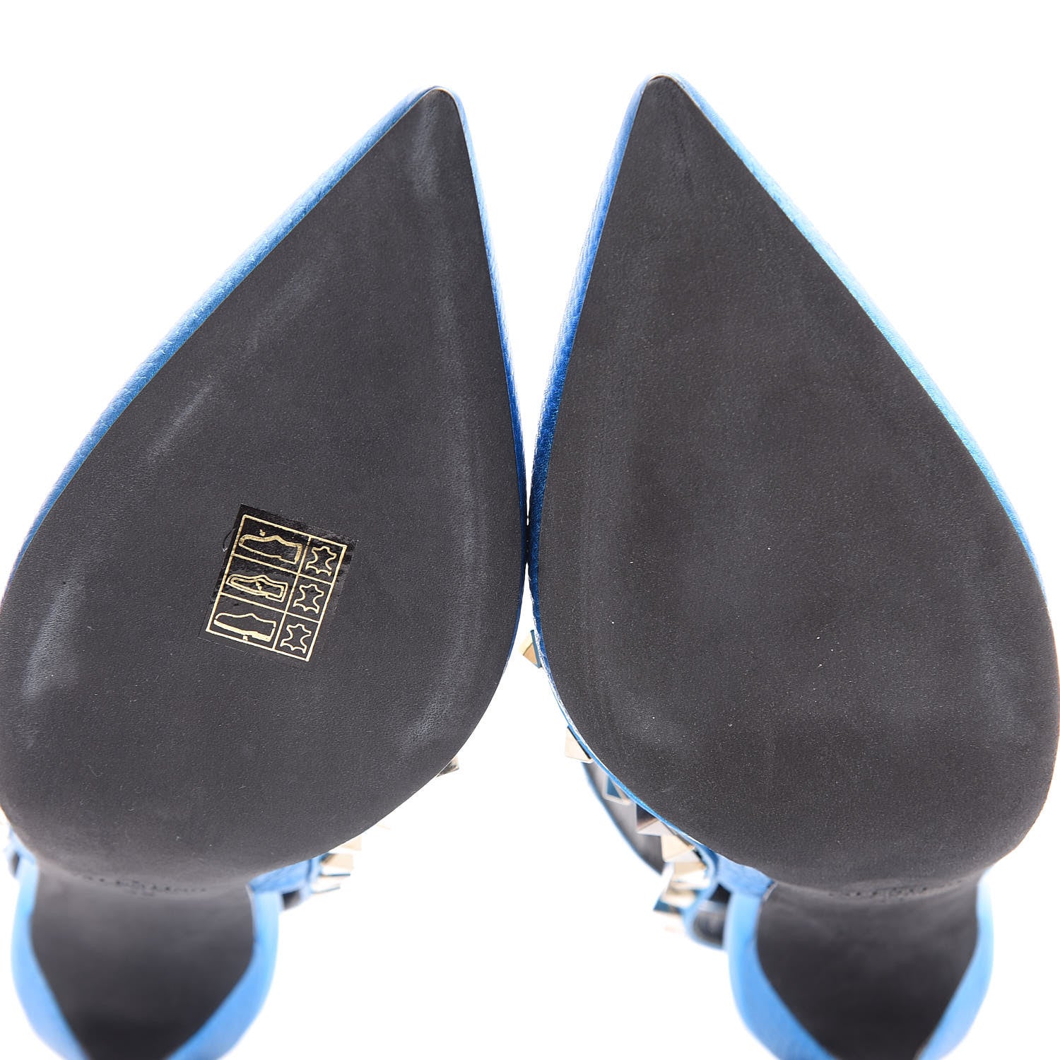 Valentino Garavani Metallic Pebbled Calfskin Rockstud Ankle Strap 100mm Pumps 39 Light Blue 7 of 13