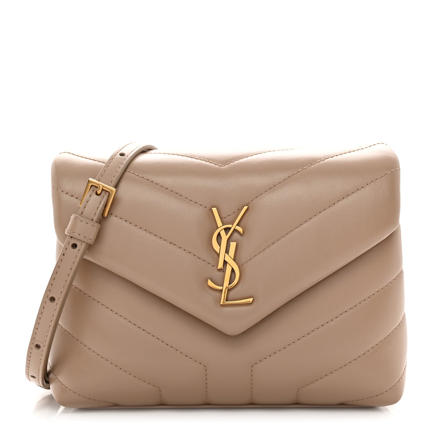 Calfskin Y Quilted Monogram Toy Loulou Crossbody Bag Dark Beige