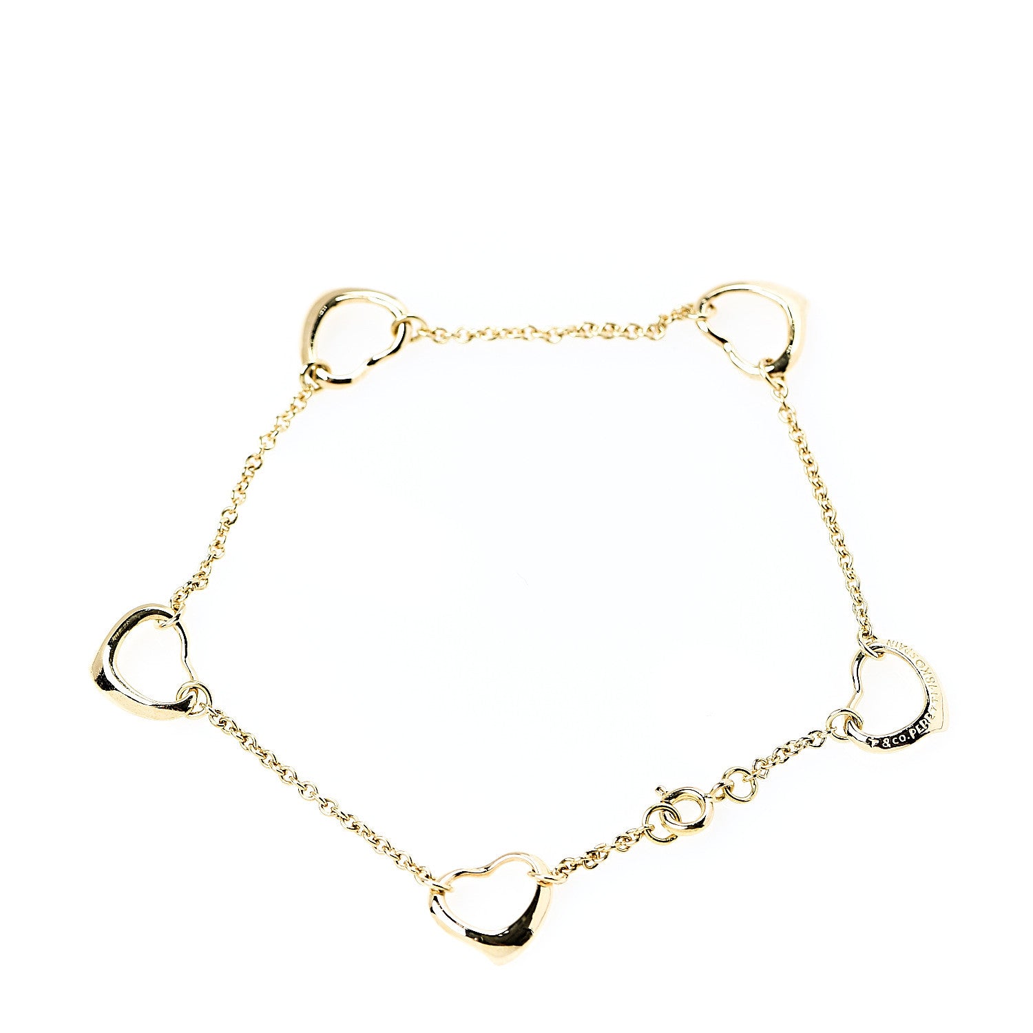 Tiffany 18K Yellow Gold Elsa Peretti 5 Open Heart Bracelet 2 of 3