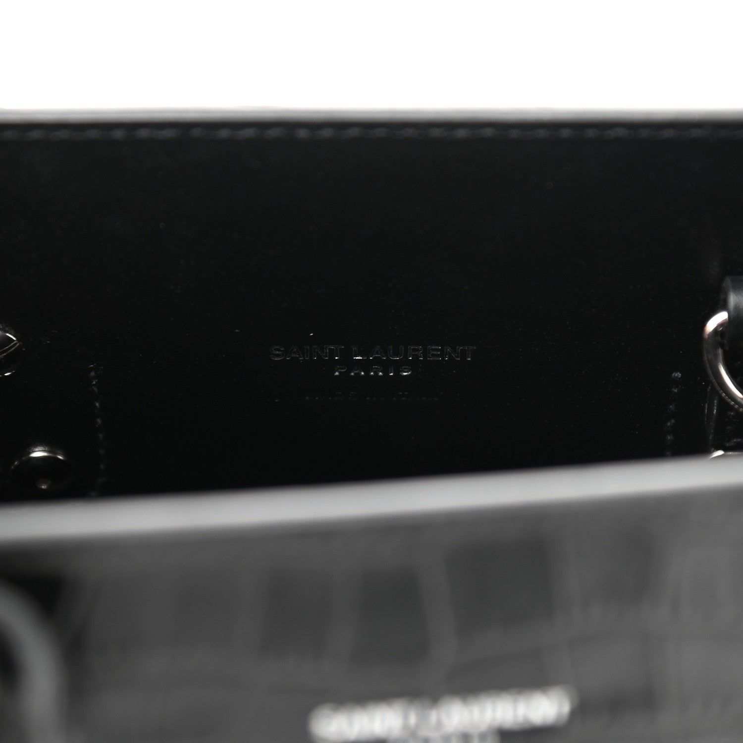 Saint Laurent Calfskin Crocodile Embossed Baby Sac De Jour Black 4 of 9