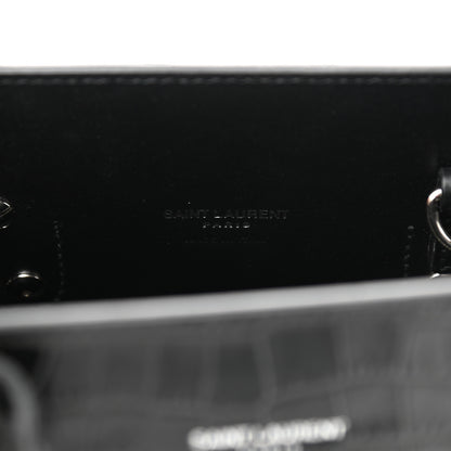 Saint Laurent Calfskin Crocodile Embossed Baby Sac De Jour Black 4 of 9