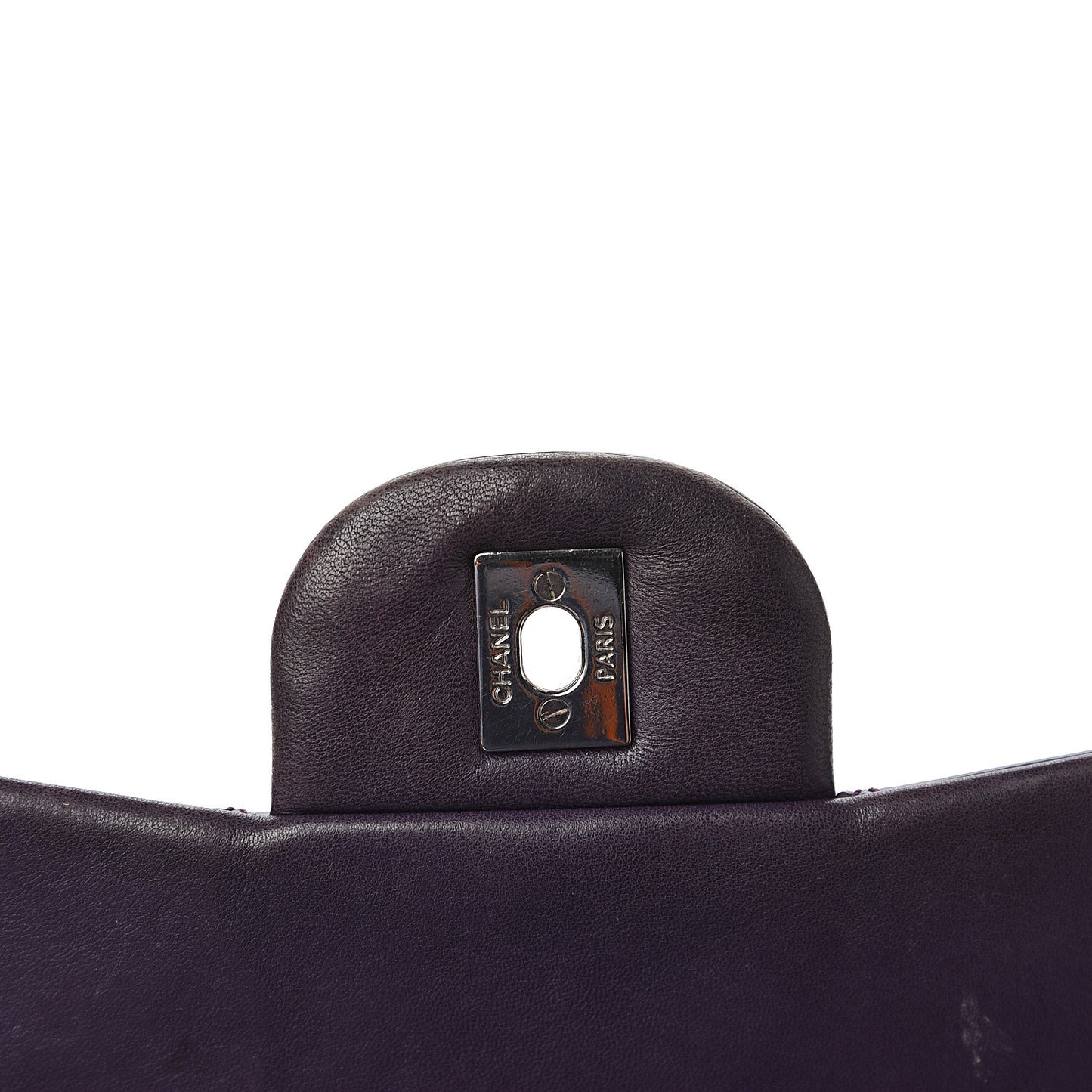 Patent Quilted Jumbo Single Flap Dark Purple