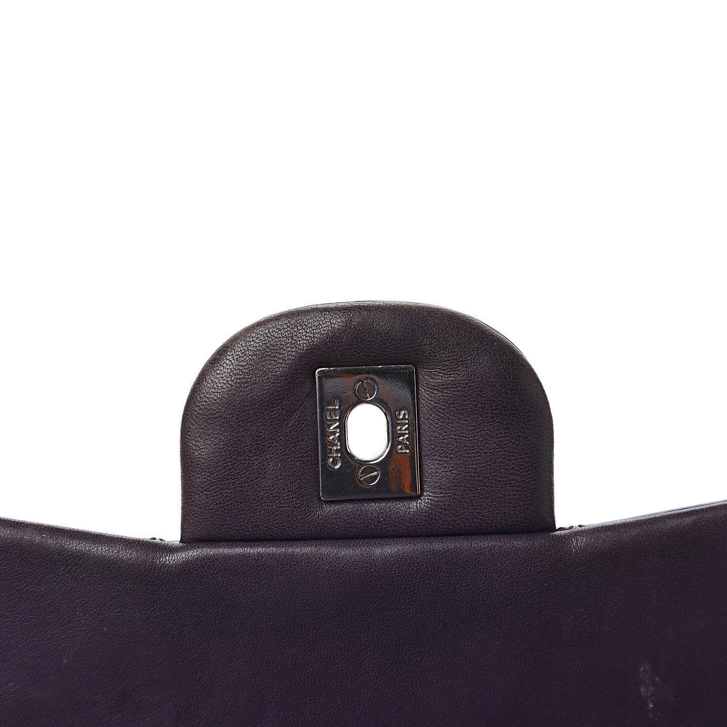 Chanel Patent Quilted Jumbo Single Flap Dark Purple 13 of 17