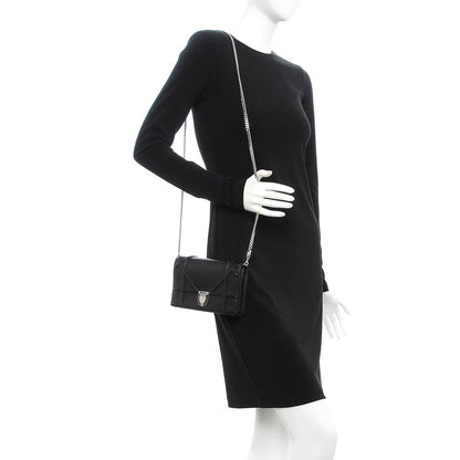 Christian Dior Grained Calfskin Diorama Wallet on Chain Pouch Black 1 of 12