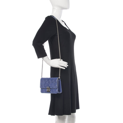 Christian Dior Metallic Calfskin Cannage Miss Dior Promenade Pouch Blue 2 of 10
