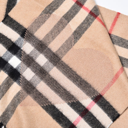 Burberry Cashmere Sequin Giant Check Heart Fringe Scarf Camel Red 5 of 6
