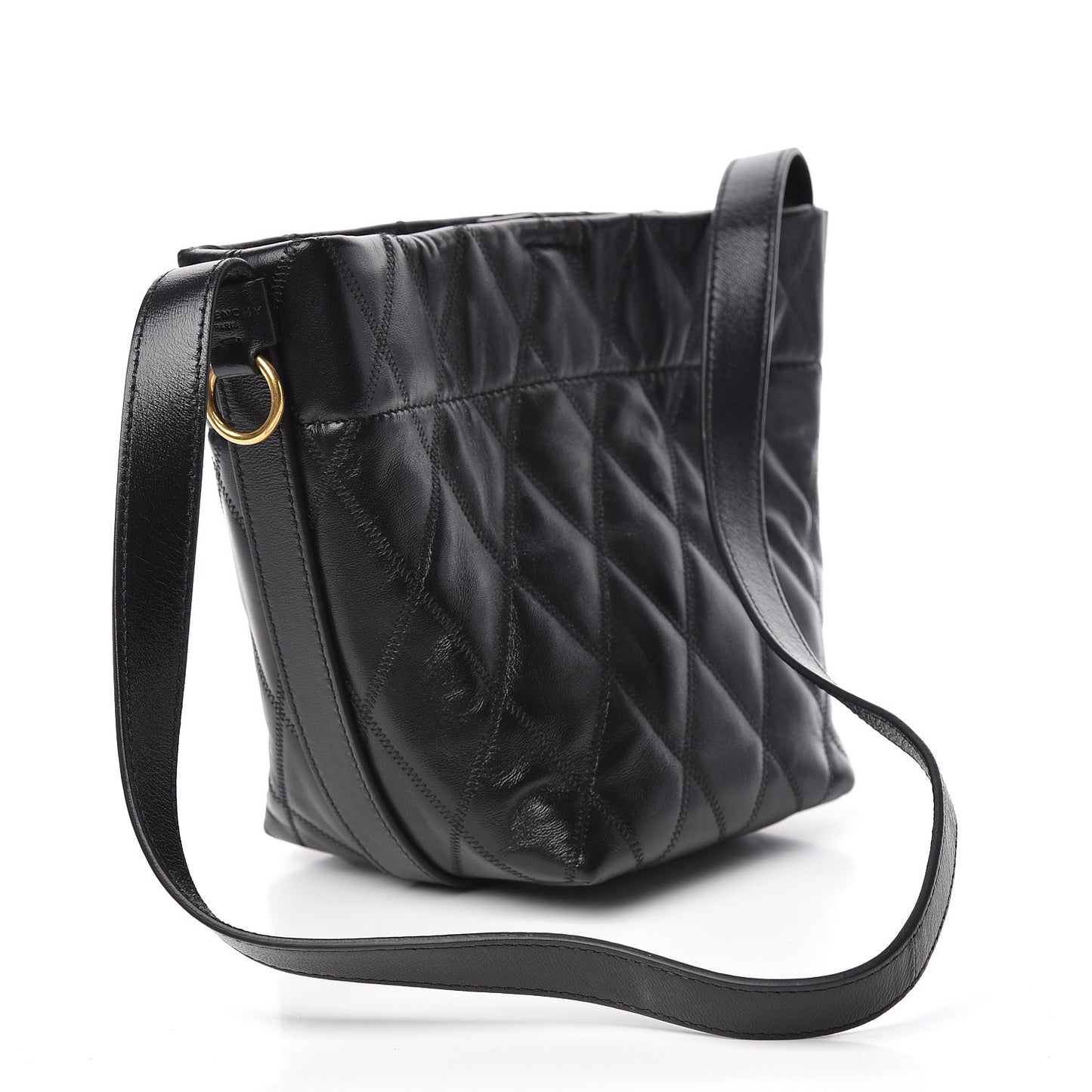 Lambskin Quilted Mini GV Bucket Bag Black