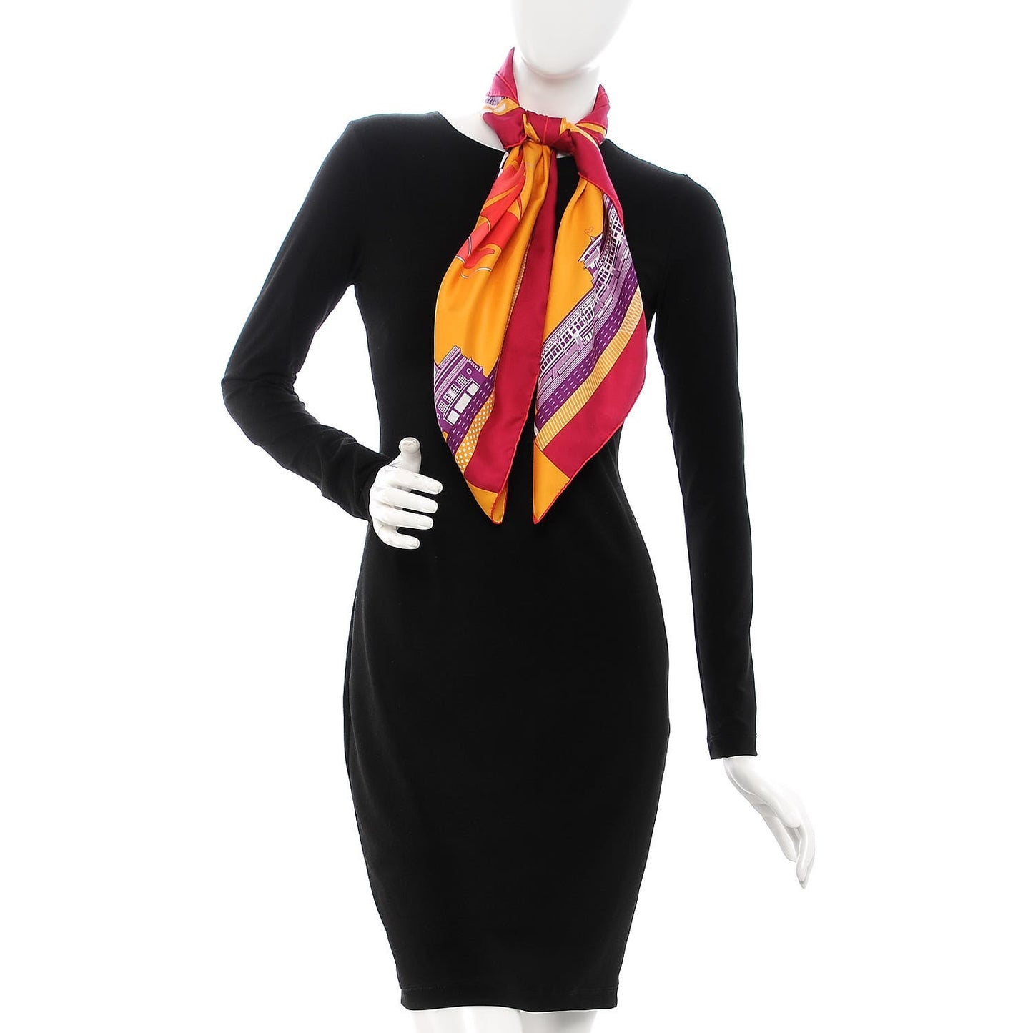 Silk Cheval De Courses Scarf 90 Rose Vif Sapphire Chaudron