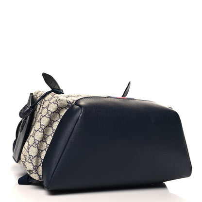 Gucci GG Supreme Monogram Medium Ophidia Double Buckle Backpack Beige Blue Black 4 of 10