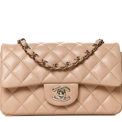 Chanel Lambskin Quilted Mini Rectangular Flap Beige 8 of 14