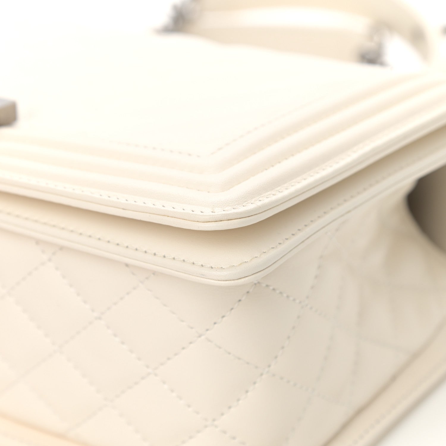 Chanel Lambskin Quilted Chevron Medium Boy Flap White 10 of 16