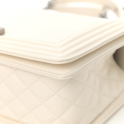 Chanel Lambskin Quilted Chevron Medium Boy Flap White 10 of 16
