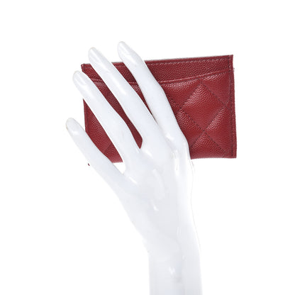 Chanel Caviar Quilted CC Card Holder Dark Red 2 of 9