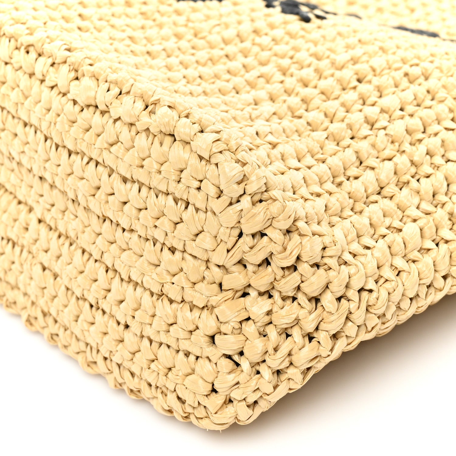 Prada Yarn Raffia Effect Crochet Embroidered Small Logo Tote Naturale 7 of 7