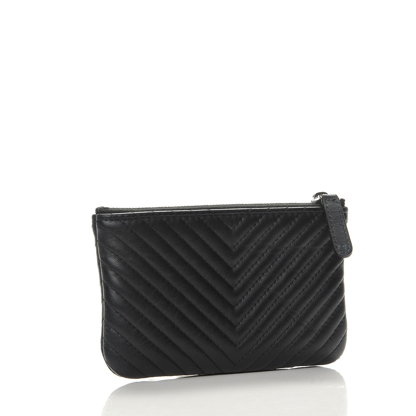 Calfskin Chevron Small Cosmetic Case Black