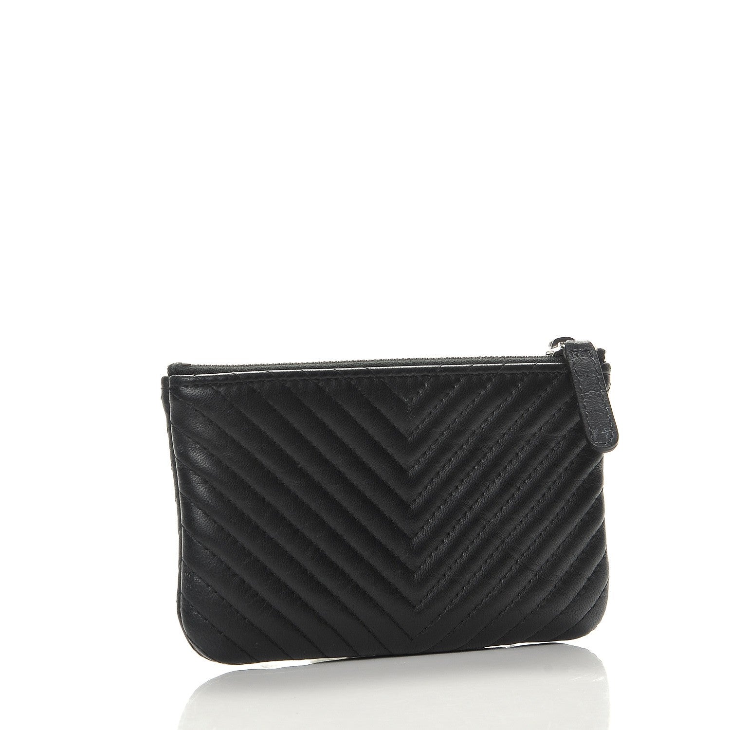 Chanel Calfskin Chevron Small Cosmetic Case Black 3 of 8