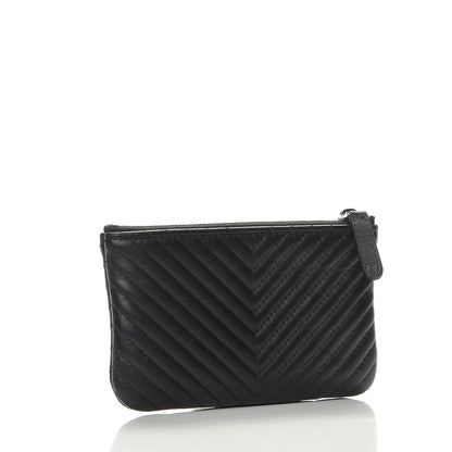 Chanel Calfskin Chevron Small Cosmetic Case Black 3 of 8