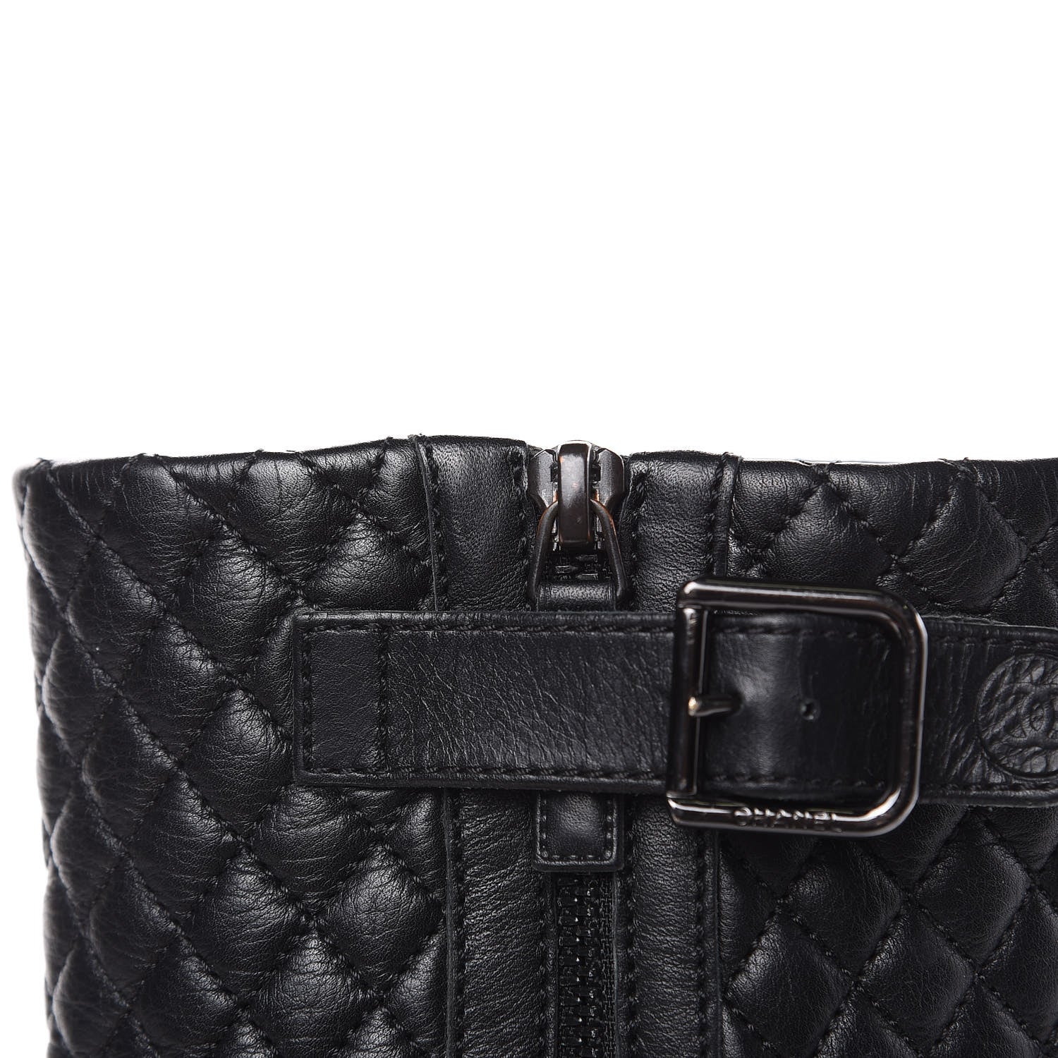 Chanel Calfskin Quilted Biker Boots 38.5 Black 8 of 15