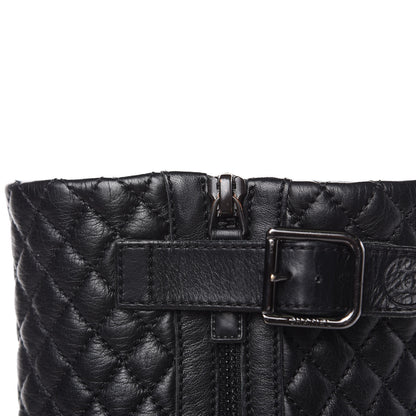 Chanel Calfskin Quilted Biker Boots 38.5 Black 8 of 15