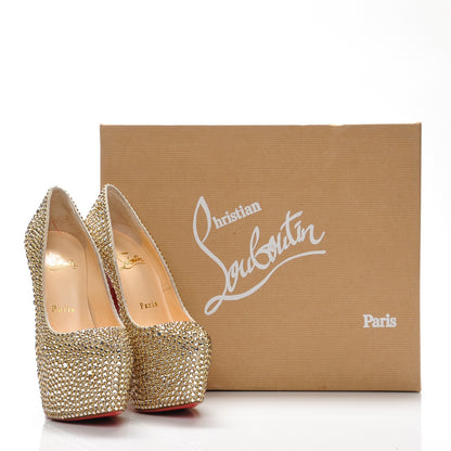 Christian Louboutin Crystal Suede Burma Daffodile Strass 160 Pumps 34 Gold 8 of 8