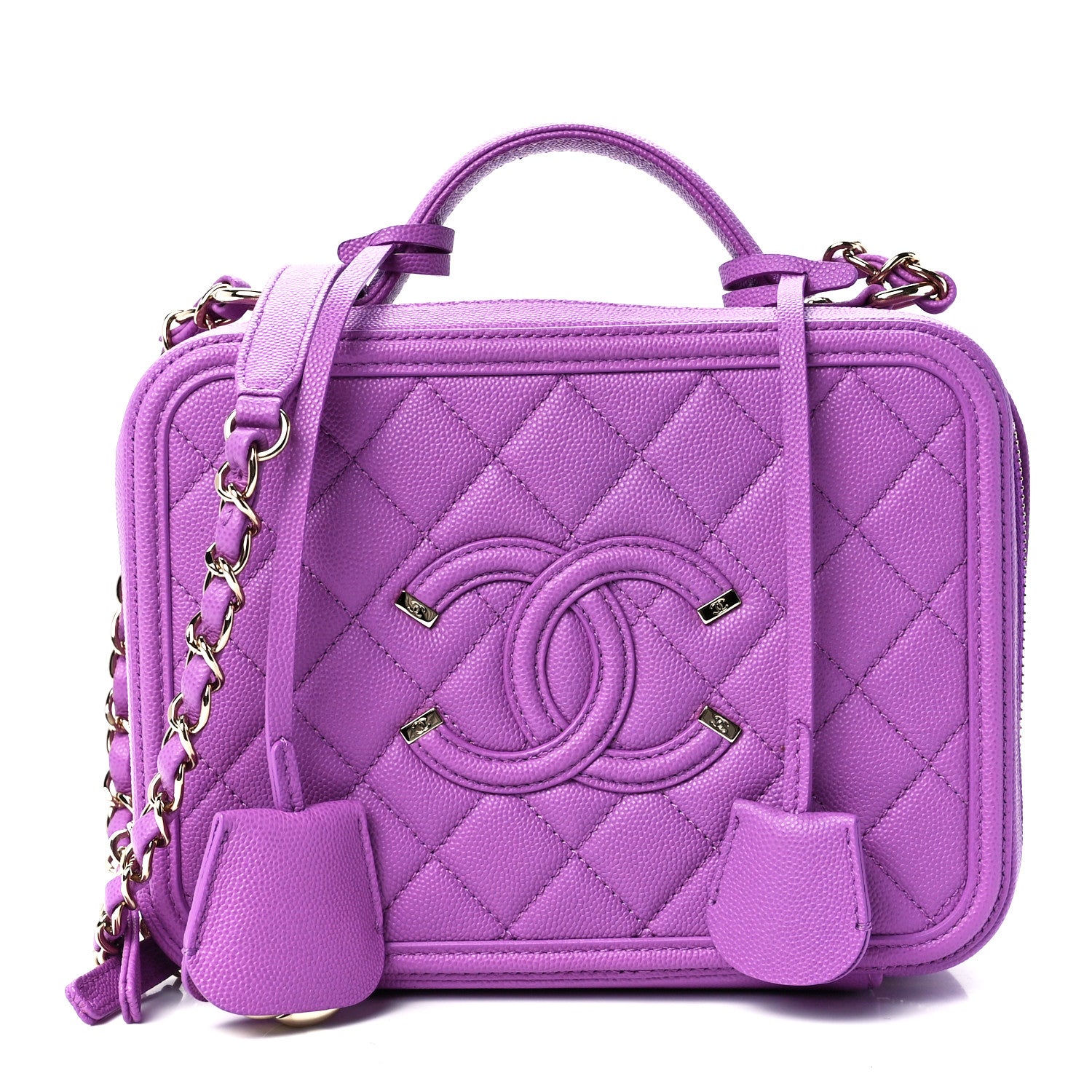 Chanel Caviar Quilted Medium CC Filigree Vanity Case Purple 1 of 11