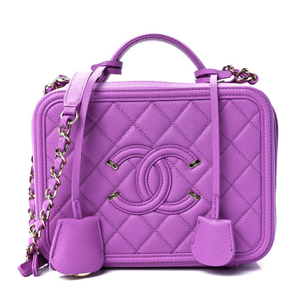 Chanel Caviar Quilted Medium CC Filigree Vanity Case Purple 1 of 11