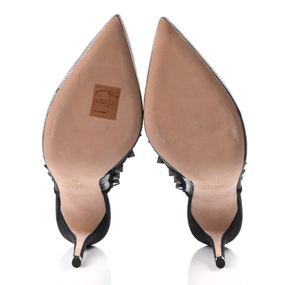 Valentino Garavani Mesh Point d'Esprit Suede Rockstud Ankle Strap 100mm Pumps 36 Black 5 of 8