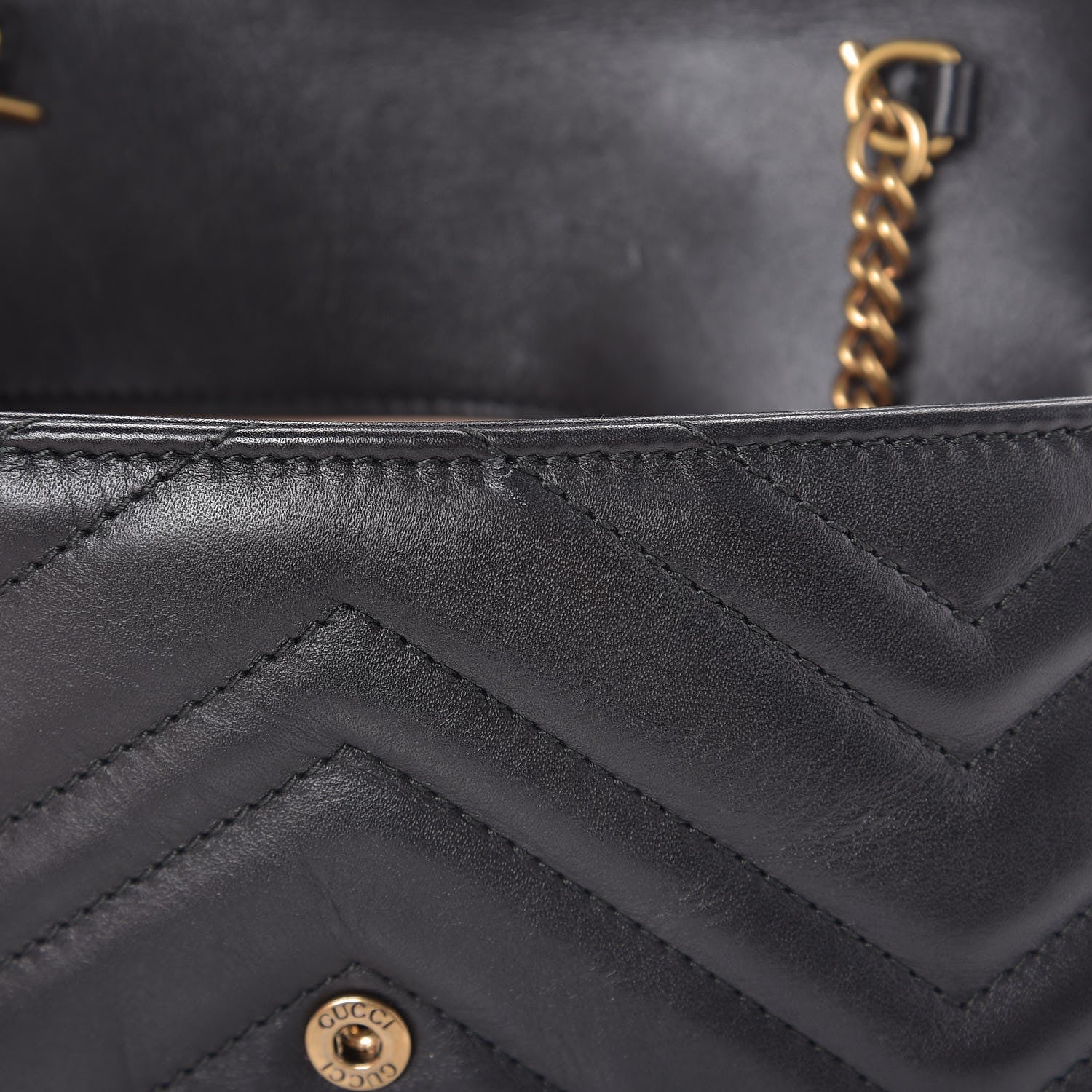 Gucci Calfskin Matelasse Super Mini GG Marmont Shoulder Bag Black 8 of 9