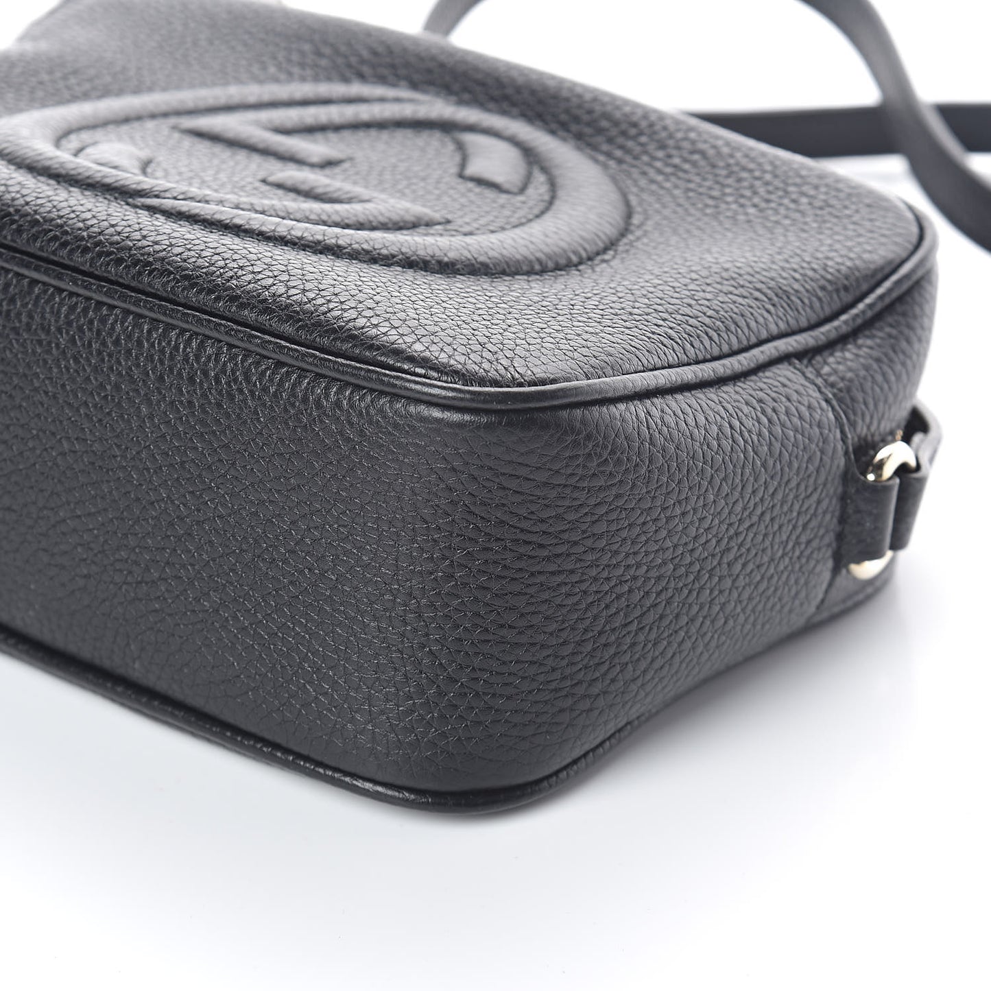 Pebbled Calfskin Small Soho Disco Bag Black