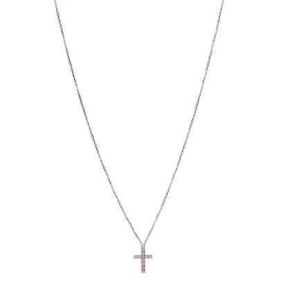 Cartier 18K Pink Gold Pink Sapphire Symbols Cross Pendant Necklace 1 of 6