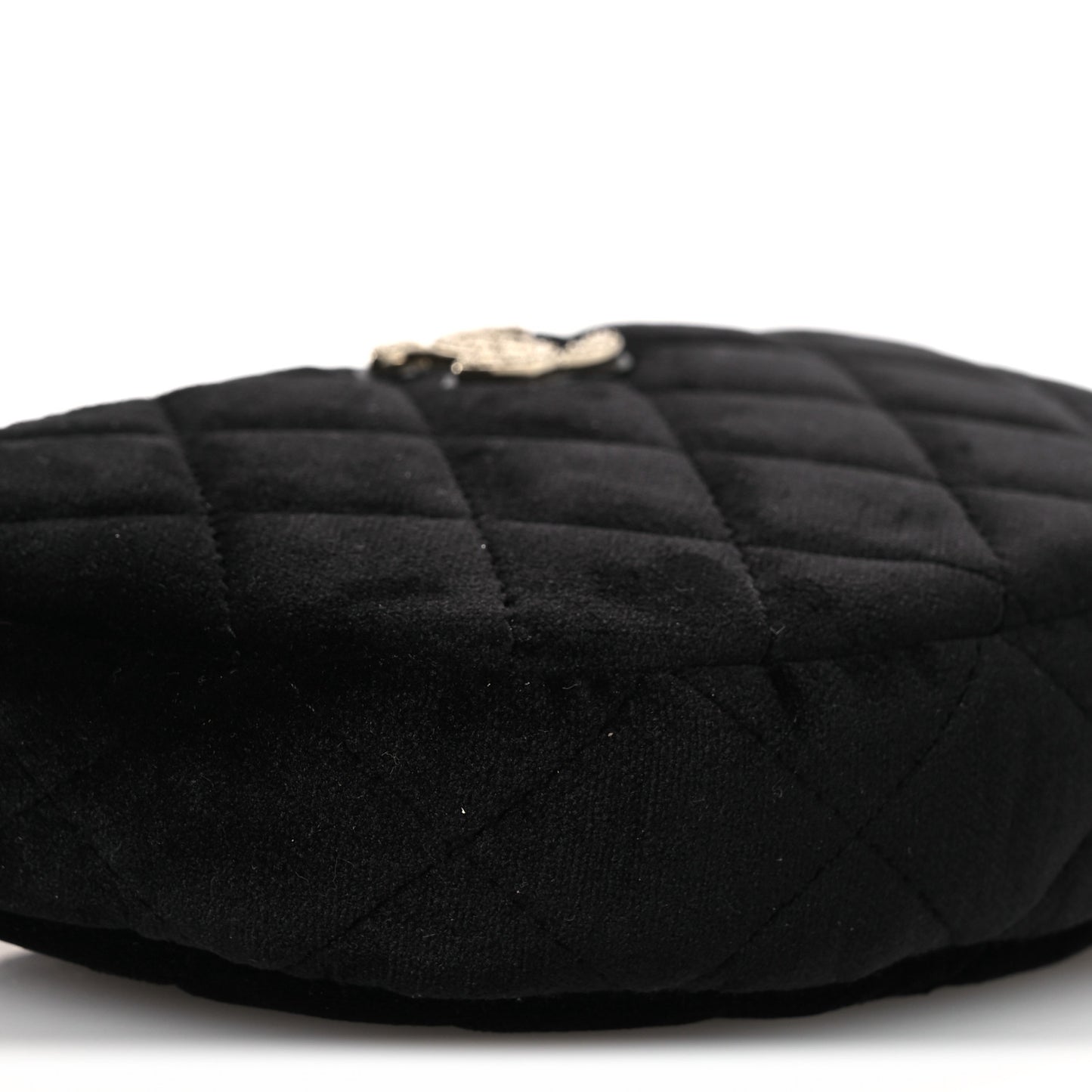 Velvet Crystal Quilted Chain Hobo Black