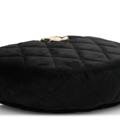 Chanel Velvet Crystal Quilted Chain Hobo Black 10 of 11