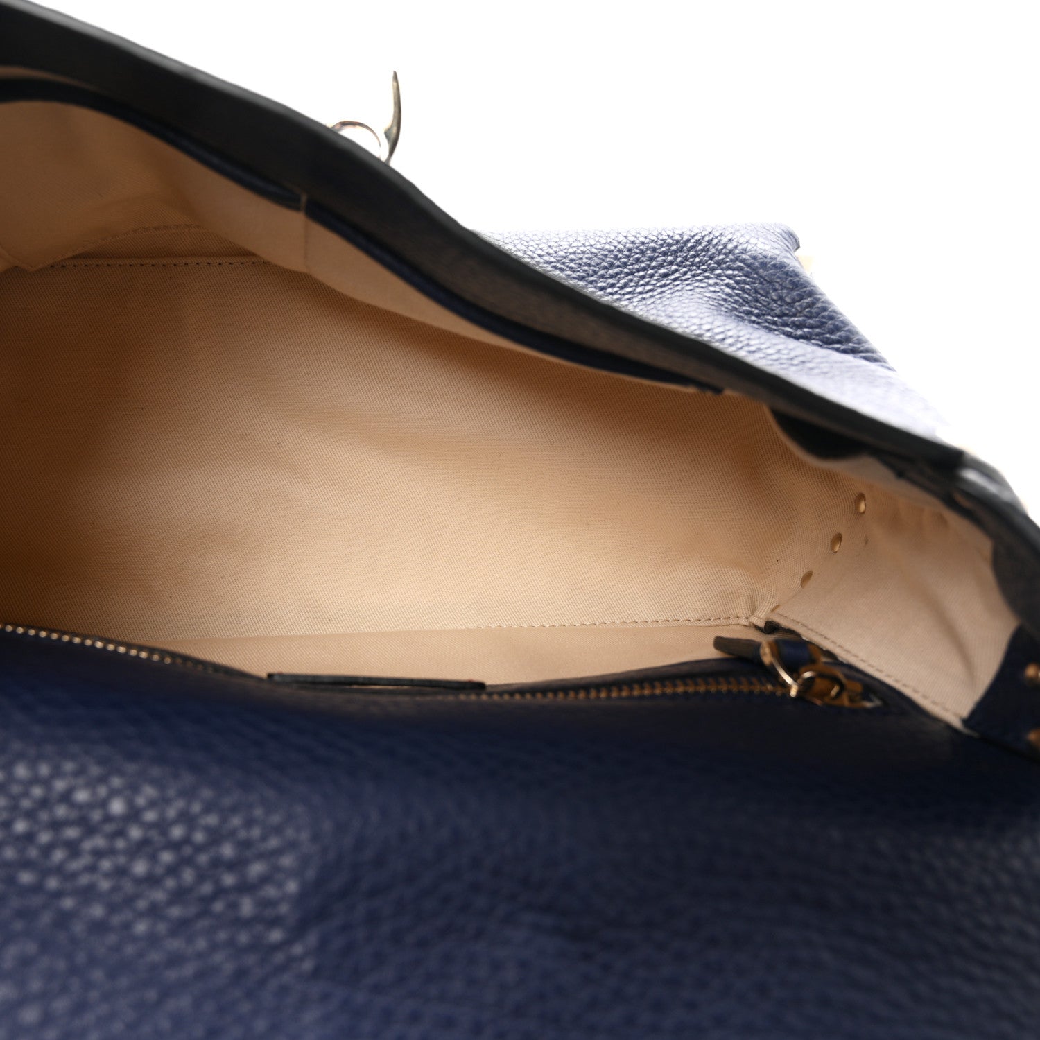 Valentino Garavani Pebbled Calfskin Rockstud Flip Lock Top Handle Bag Blue 5 of 9