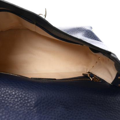 Valentino Garavani Pebbled Calfskin Rockstud Flip Lock Top Handle Bag Blue 5 of 9